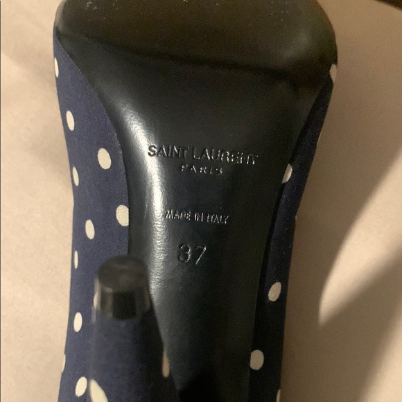 Saint Laurent Navy Polka Dot Heels - Picture 2 of 5
